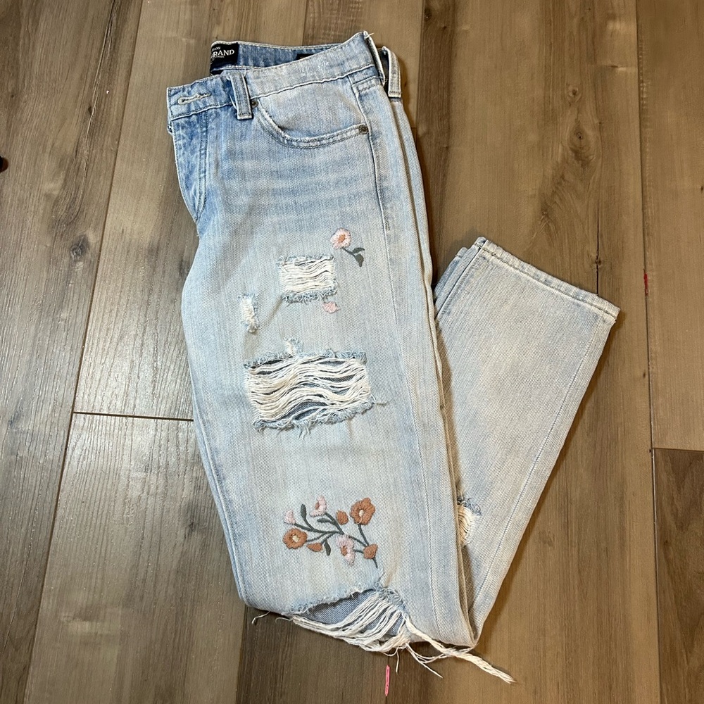 Lucky Brand floral embroidered jeans size 0/25